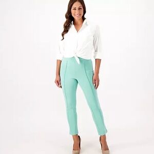 Belle by Kim Gravel BLACK  Ponte Center seam ankle pant COLOR BLACK  NEVER WORN